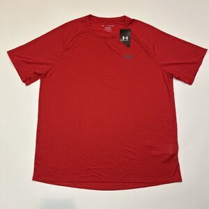 Under Armour Shirt Adult XXL 2XL Red Logo The Tech Tee Athletic Active Men